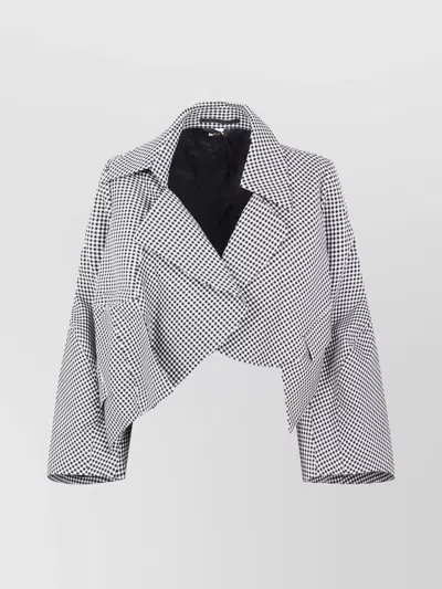 Comme Des Garçons Cropped Checkered Jacket Wide Sleeves In Gray