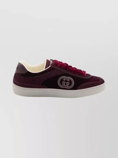 Gucci Velvet Sneakers With Nylon Insert And Suede In Multi