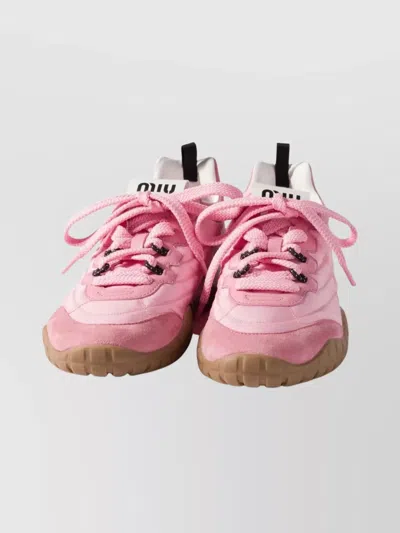Miu Miu Tyre Sneakers In Technical Fabric And Suede Shoes