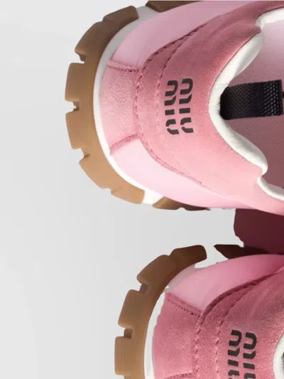 Miu Miu Tyre Sneakers In Technical Fabric And Suede Shoes