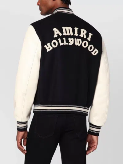 Amiri Varsity Jacket With White Contrasting Sleeves And Embroidered Detailing In Multi