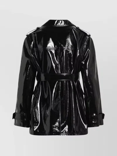Chloé Belted Jacket In Shiny Coated Cotton In Black