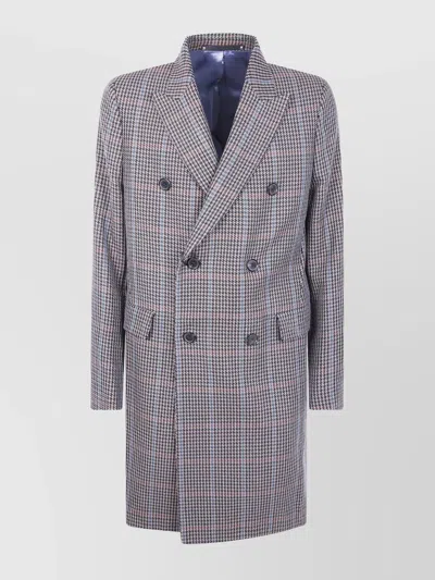 Paul Smith Checked-pattern Double-breasted Coat In Purple