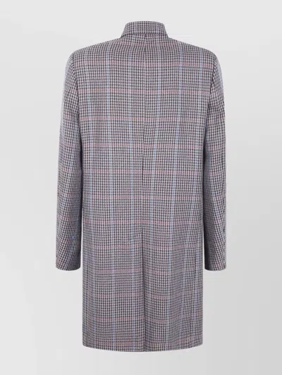 Paul Smith Checked-pattern Double-breasted Coat In Purple