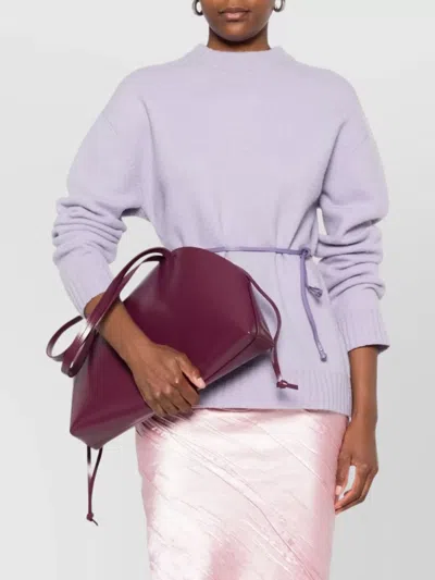 Jil Sander Medium Curved Shoulder Bag In Burgundy
