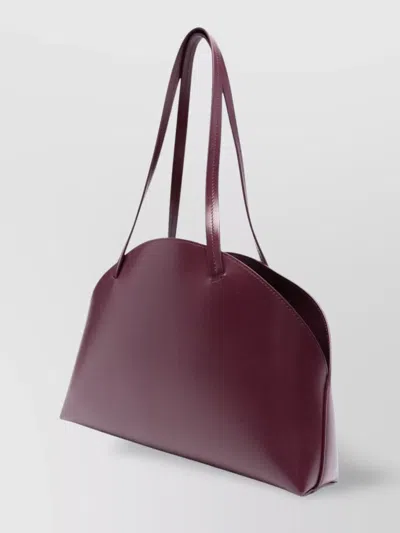 Jil Sander Medium Curved Shoulder Bag In Burgundy