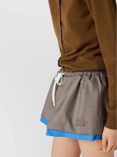 Miu Miu Cashmere Cardigan With Detachable Stripe Collar In Brown