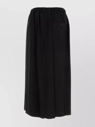 Yohji Yamamoto Midi Pant-skirt With Side Tie Detail In Black
