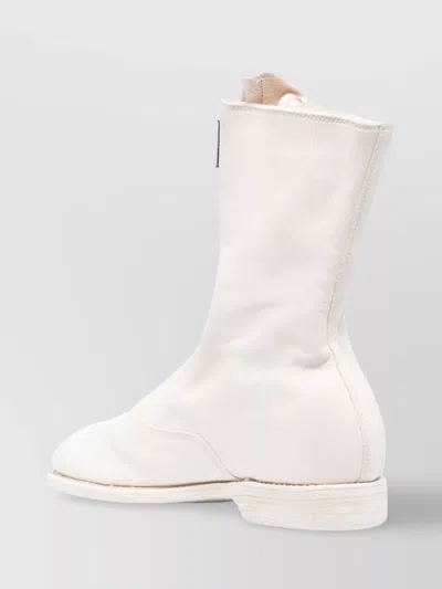 Guidi Zip Front Flat Sole Boots In White