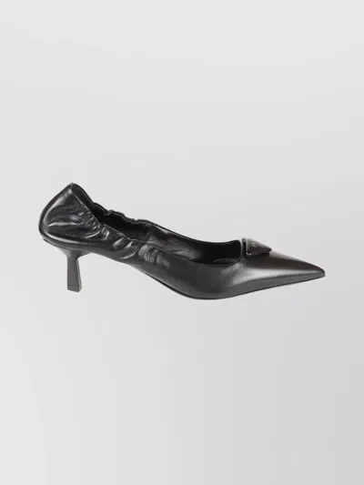 Prada Pointed Toe Kitten Heel Pumps With Ruched Detail In Black
