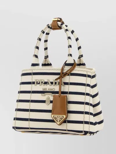 Prada Mini Handbag With Striped Design And Tag In Multi