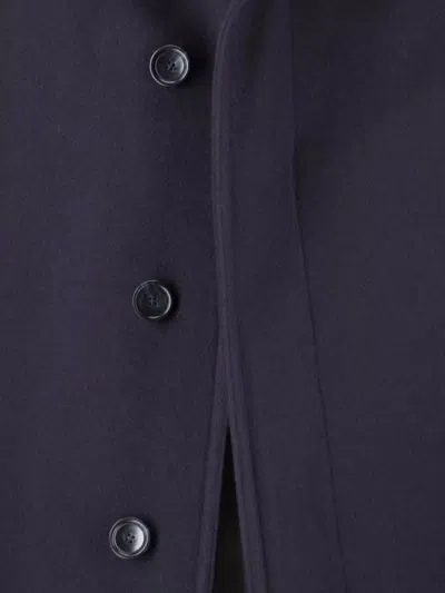 Tagliatore Blue Jacket With Classic Collar And Concealed Button Placket In Blue