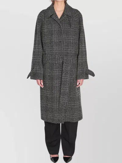 Balenciaga Vintage Checked Wool One Layer Raglan Coat Clothing In Black