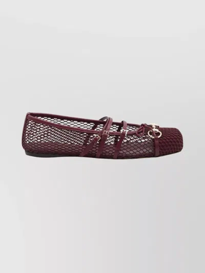 Gucci Net Nappa Triple-strap Horsebit Ballerina Flats In Brown