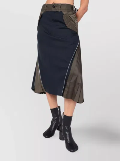 Sacai Tailored Skirt With Belted High Waist In Blue
