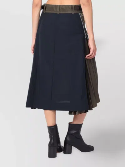 Sacai Tailored Skirt With Belted High Waist In Blue