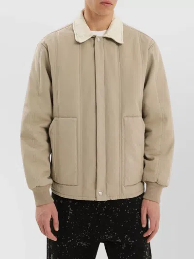 1989 Studio Padded Canvas Jacket Shearling Collar In Neutral
