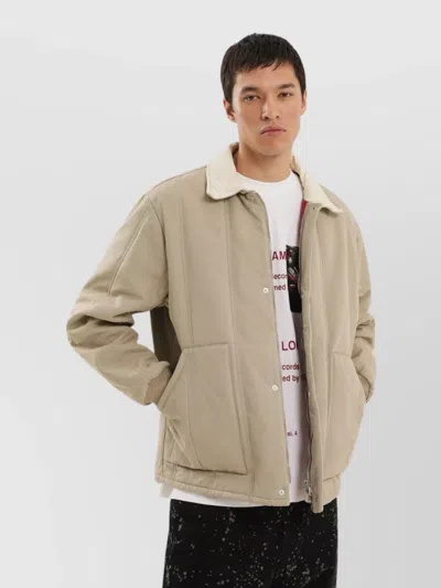1989 Studio Padded Canvas Jacket Shearling Collar In Neutral