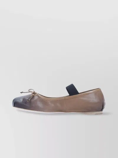 Miu Miu Gradient Brown Lamb Leather Ballet Flats With Bow Detail In Neutral