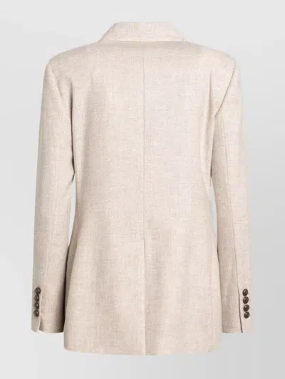Brunello Cucinelli Double-breasted Jacket With Luxurious Cotton-wool Blend And Elegant Detailing In Neutral