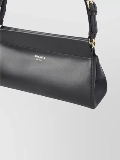 Prada Chic Top Handle Shoulder Bag With Gold Hardware In Black