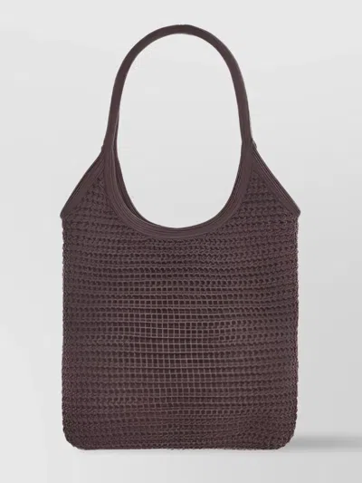 Miu Miu Crochet Pattern Shoulder Bag In Brown