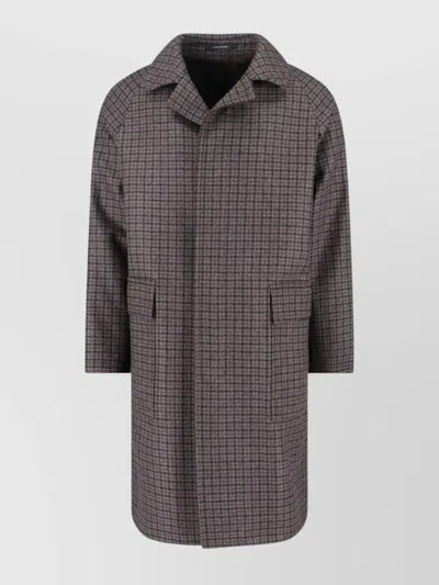 Tagliatore Houndstooth Pattern Jacket With Structured Collar And Flap Pockets In Gray