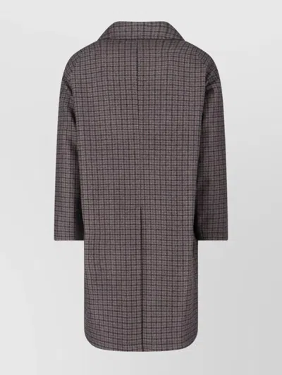Tagliatore Houndstooth Pattern Jacket With Structured Collar And Flap Pockets In Gray