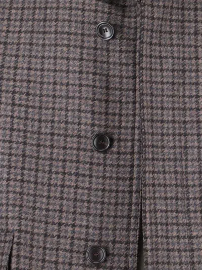Tagliatore Houndstooth Pattern Jacket With Structured Collar And Flap Pockets In Gray
