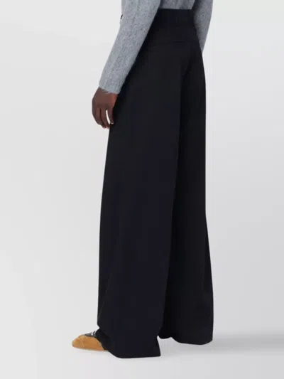 Dries Van Noten Wide Black Cotton Trousers In Black