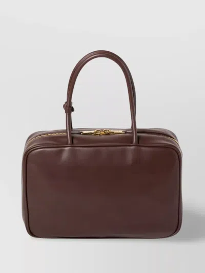 Miu Miu Women Beau Large Leather Handbag In Brown