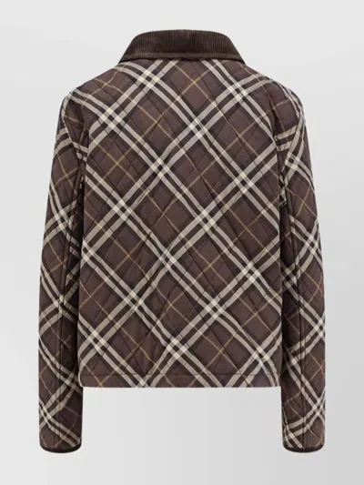 Burberry Cropped Quilted Nylon Jacket With Check Pattern Women In Multi