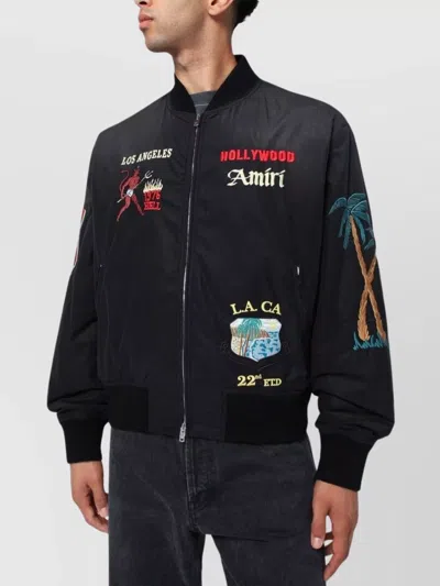Amiri Black Cotton And Nylon Bomber Jacket In Black