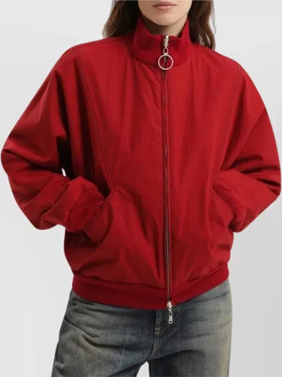1989 Studio Reversible Jacket Ribbed Collar Cuffs Side Pockets In Red
