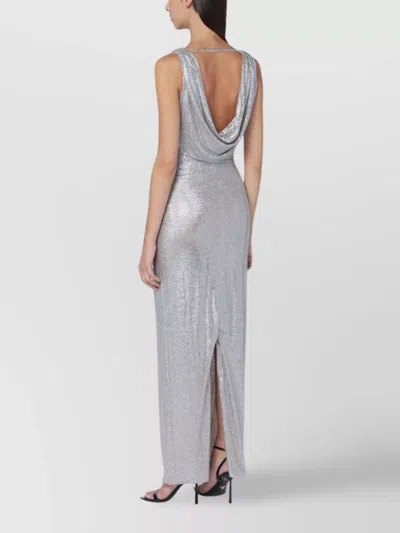 Giuseppe Di Morabito Long Dress Featuring Crystals And Back Slit In Silver