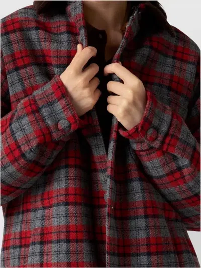 Miu Miu Plaid Coat With Corduroy Collar In Multi