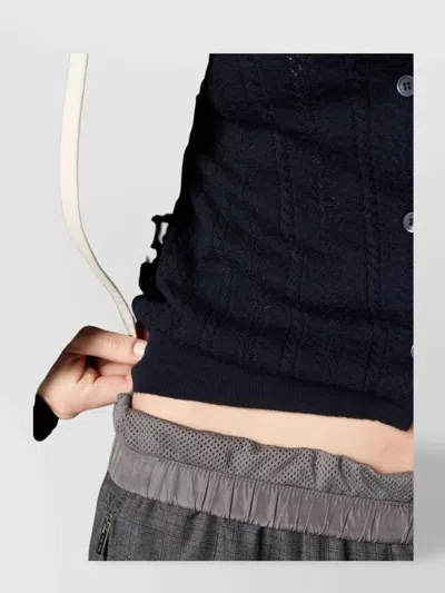 Miu Miu Openwork Cashmere Knitwear With Ribbed Cuffs And Hem In Blue