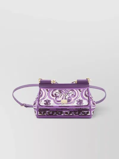 Dolce & Gabbana Small Sicily Leather Handbag In Purple