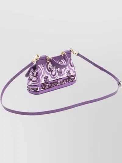 Dolce & Gabbana Small Sicily Leather Handbag In Purple