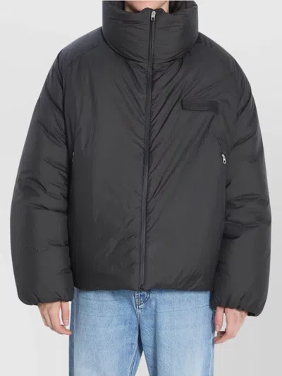 Jacquemus Quilted Jacket With High Collar And Pockets In Blue