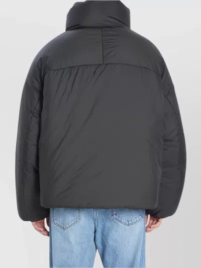 Jacquemus Quilted Jacket With High Collar And Pockets In Blue