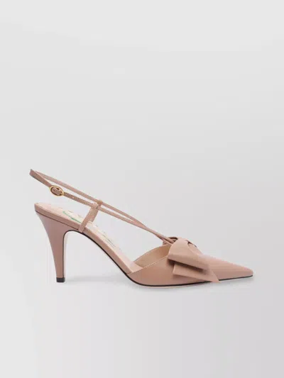 Valentino 'bowow' Slingback With Pointed Toe And Stiletto Heel In Neutral