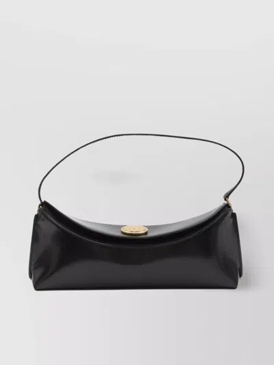 Jacquemus Le Calisso Black Shoulder Bag With Engraved Snap Button In Leather