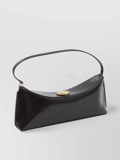 Jacquemus Le Calisso Black Shoulder Bag With Engraved Snap Button In Leather