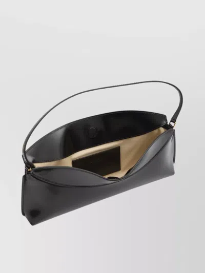 Jacquemus Le Calisso Black Shoulder Bag With Engraved Snap Button In Leather