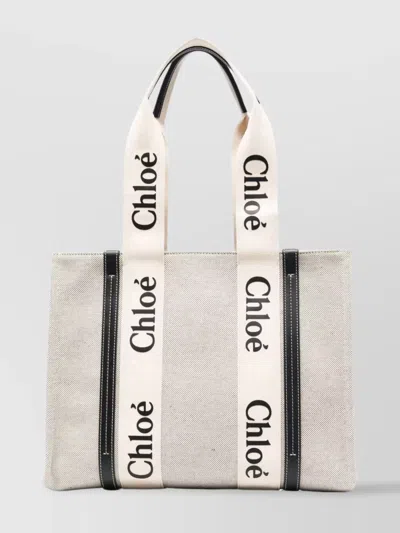 Chloé Chloè Woody Medium Canvas Tote