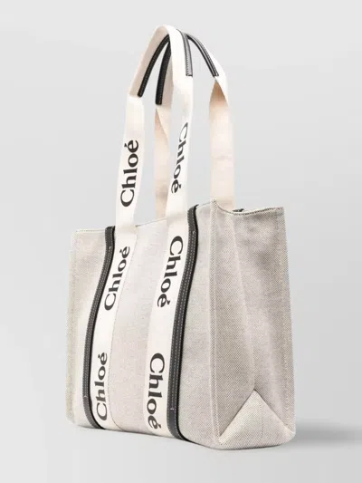Chloé Chloè Woody Medium Canvas Tote