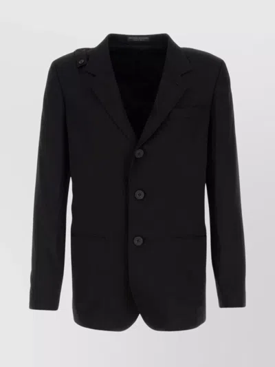 Yohji Yamamoto Tailored Wool Blazer Notch Lapel In Black