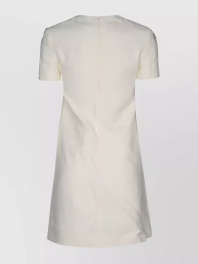 Valentino Embellished Round Neckline Short Sleeves Dress In Neutral