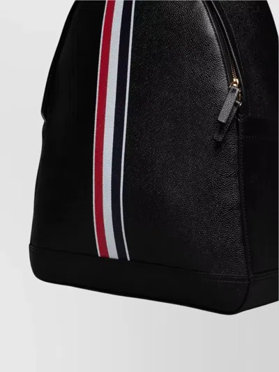 Thom Browne Rwb Stripe Pebbled Leather Backpack In Black